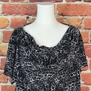 Jacqueline Smith Collection Women's Black Geometric‎ Sheer Blouse Size XL